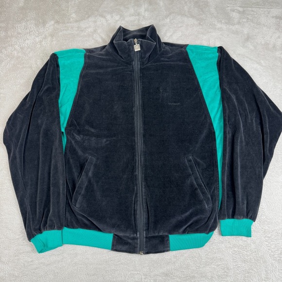 Vintage Givenchy Monsieur Track Jacket Mens L Black Preowned Velvet Full Zip - Picture 1 of 9